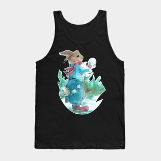 Rabbit throwing snowballs 22/11/23 - vintage Christmas inspired designs Tank Top